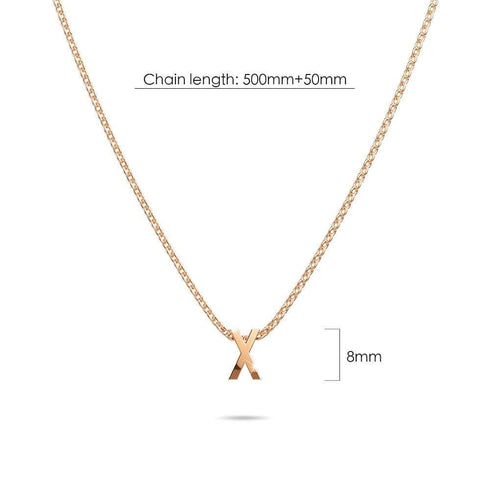 Initials Brick Alphabet Letter Necklace Rose Gold Layered Steel Jewellery